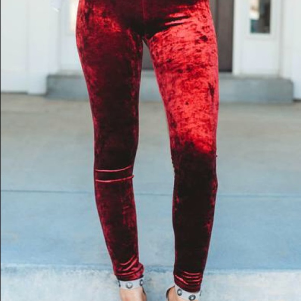 Velvet Leggings Burgundy